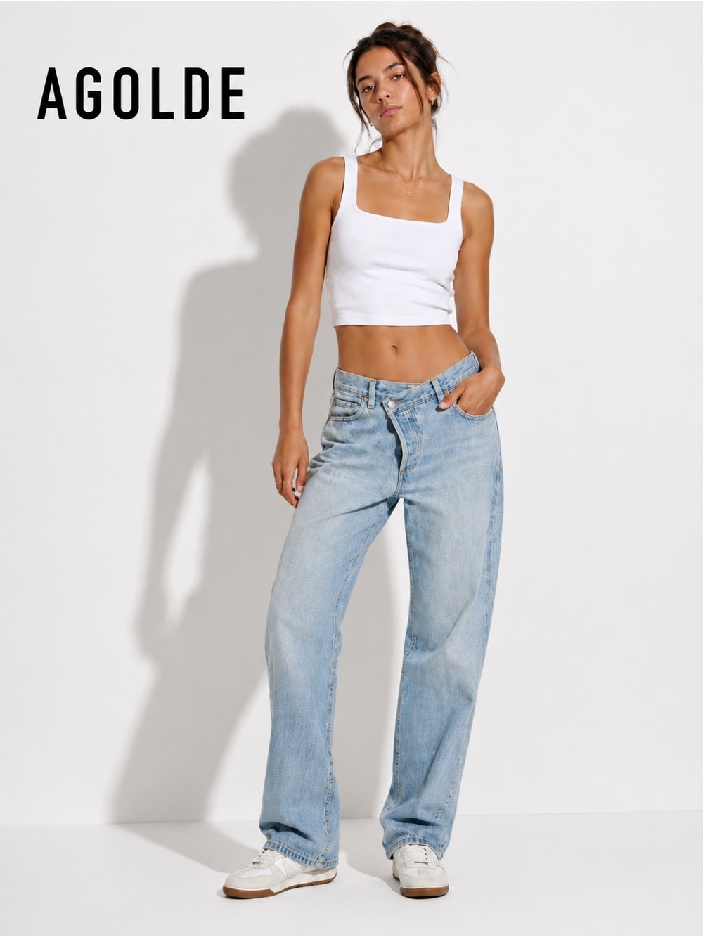 AGOLDE Criss Cross Jeans 24 Suburbia Light Wash High Rise Baggy Denim